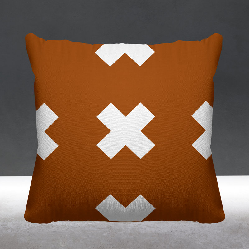 Coussin intérieur / extérieur Luella, 19 po x 19 po, Orange brûlé, Carré