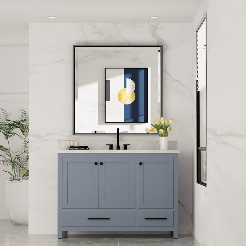 Miroir de salle de bain mural biseauté, 36 po x 36 po