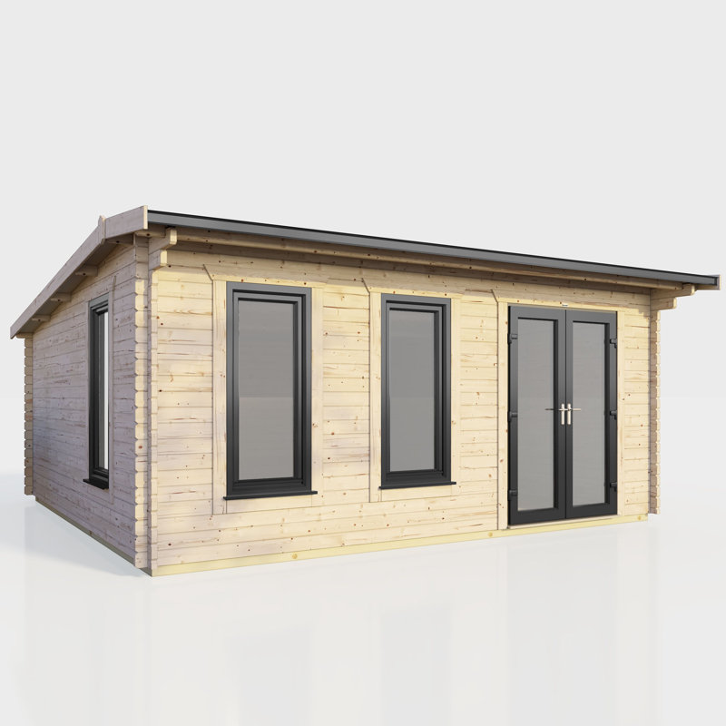 Powersheds 18 x 14ft Apex Log Cabin, Doors to the Right - 44mm