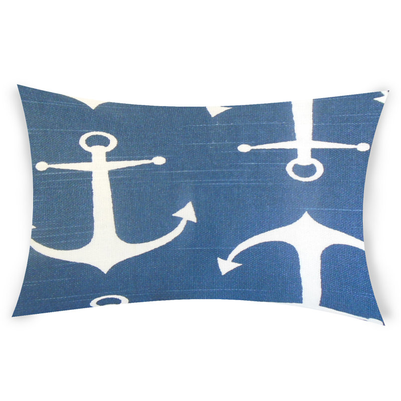 Coussin lombaire en coton, Bleu, 12 po x 24 po