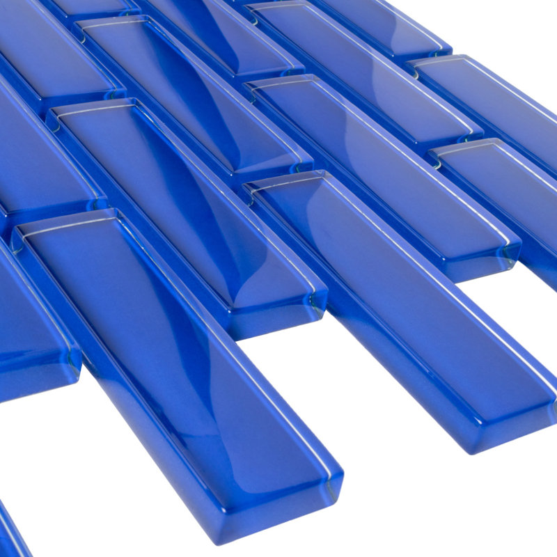 1" x 3" Glass Brick Joint Mosaic Wall & Floor Tile, Cobalt Blue