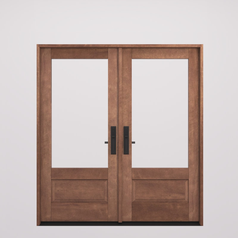 G7501-SW-80 | Porte double 80 po, extérieur pré-suspendu RTA, 3/4 de lit, 1 panneau, bois d'acajou brut