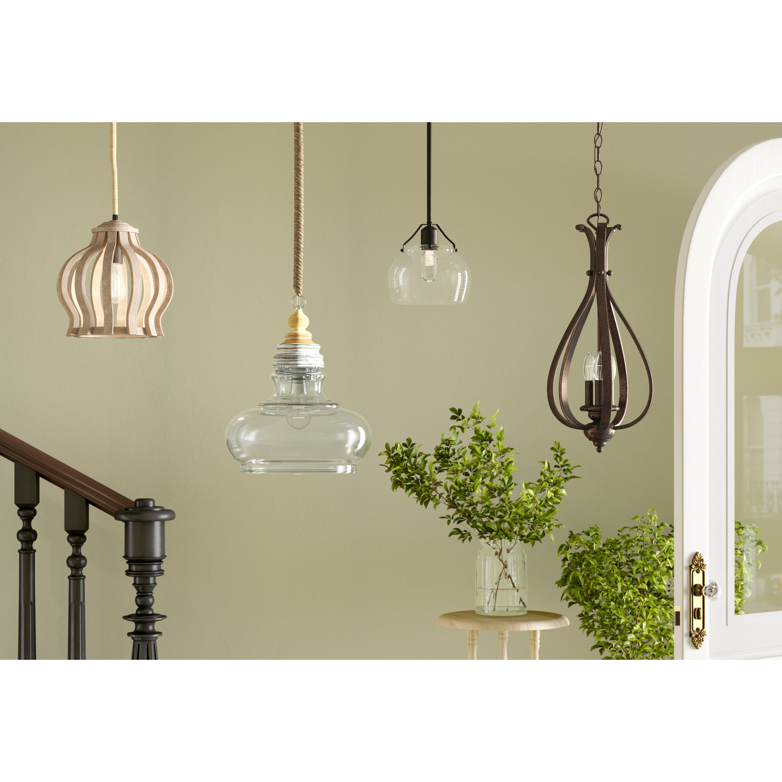 Brooklawn Single Light Glass Dimmable Pendant