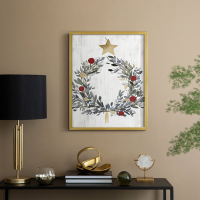 «Christmas Holiday Art», reproduction encadrée en bois massif