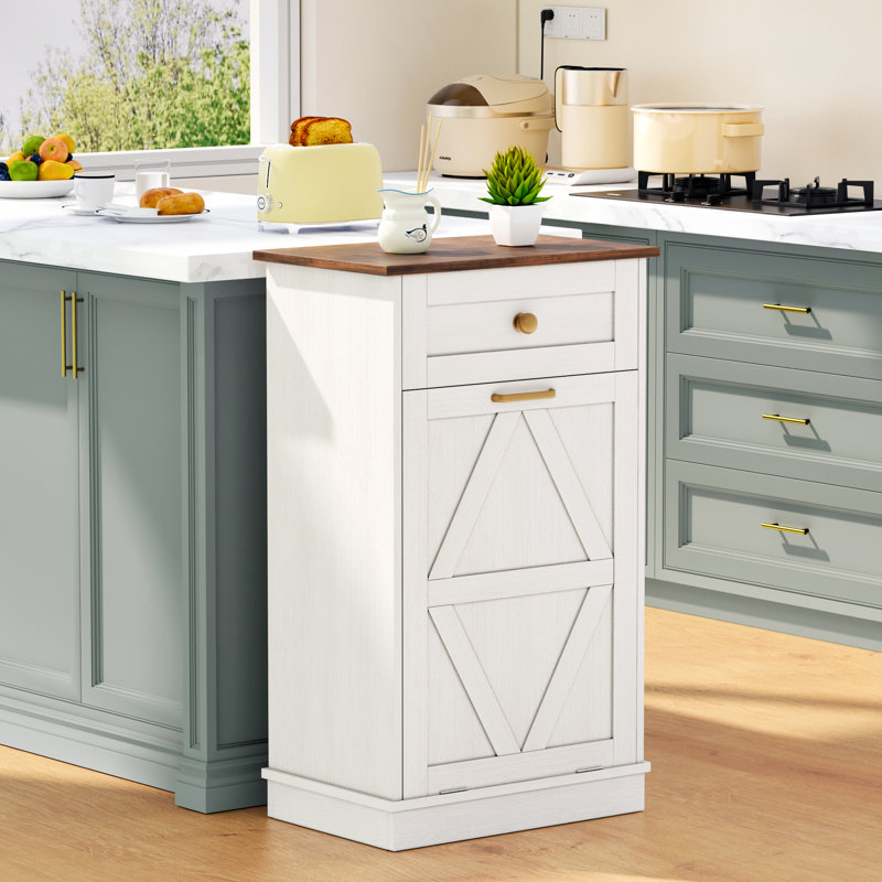Tilt Out Trash Cabinet(Not include trash can), White