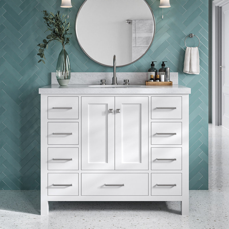 Ensemble de meuble-lavabo simple 43 po Cambridge, Blanc / nickel brossé
