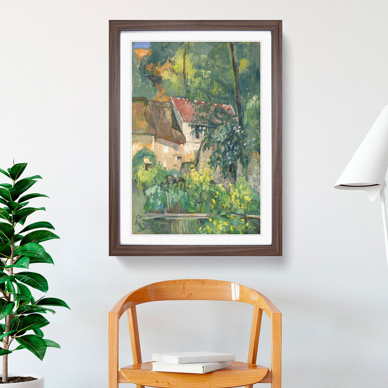 House of Pere Lacroix by Paul Cezanne - Picture Frame Painting, 65cm H x 48cm W x 2cm D, Walnut Framed