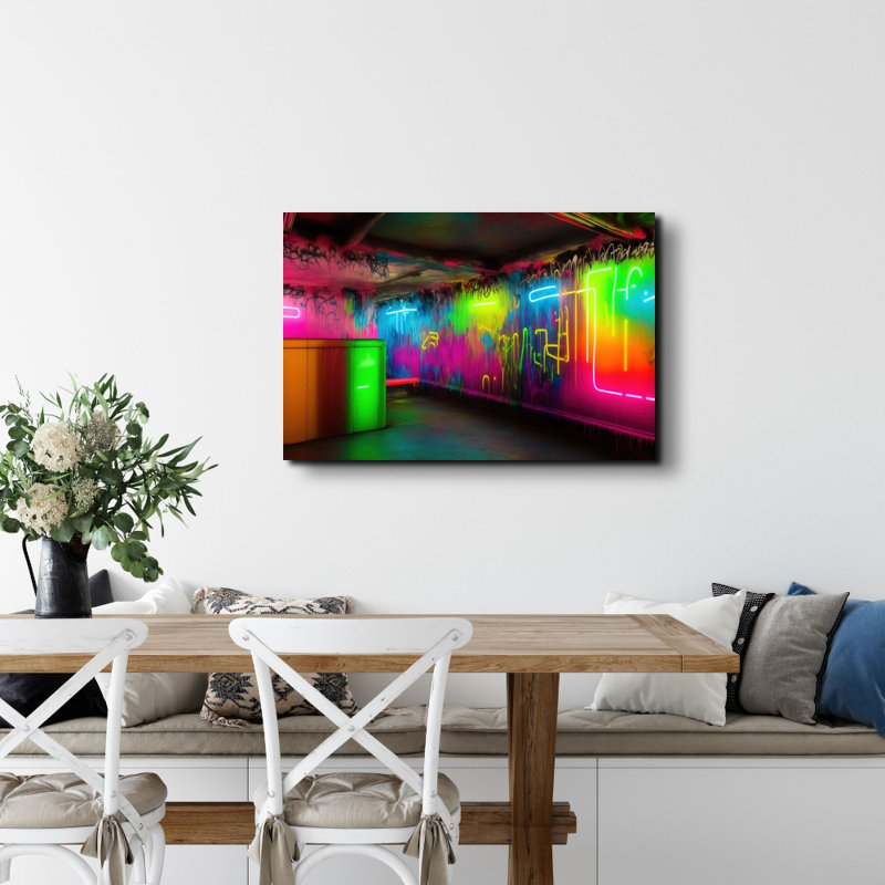 «Subway Neon Graffiti Underground» par Stephen Chambers, impression sur toile tendue, L 18 po x H 15 po