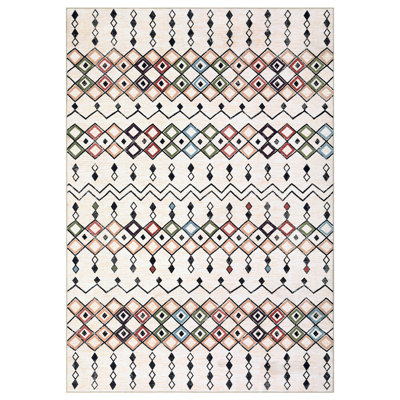 Washable Area Rug for Bedroom Geometric Moroccan Distressed Rug for Living Room Hallway Runner Rug Soft Striped Abstract Aesthetic Rug Enterway Floor Mat Non Slip Low Pile Stain Resistant Carpet for Kitchen Laundry Office