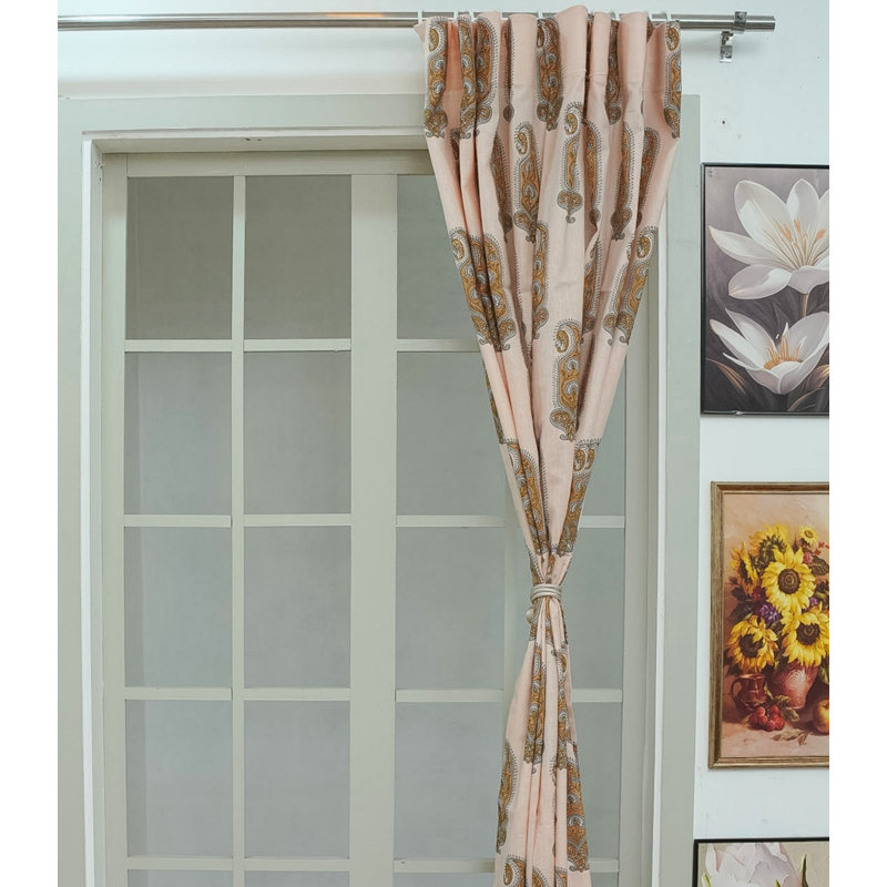Blocs de rideaux bleus à imprimé floral gris, L 100 po x L 57 po
