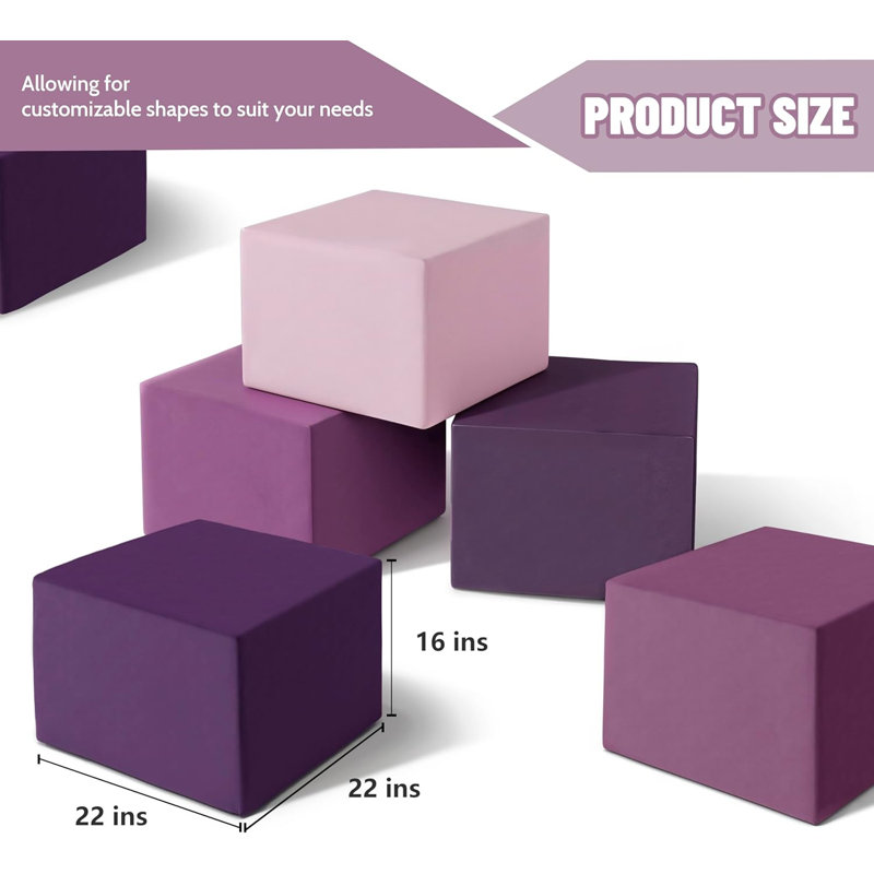Geometric Comfort WOWMAX Softscape Square Ottomans Soft Seating Large Floor Cushion, Large Upholstered Footrest Convertible Seating Sofa Stuffed Pouf