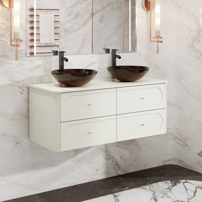 Meuble-lavabo mural de 48 pouces avec lavabo et robinetterie