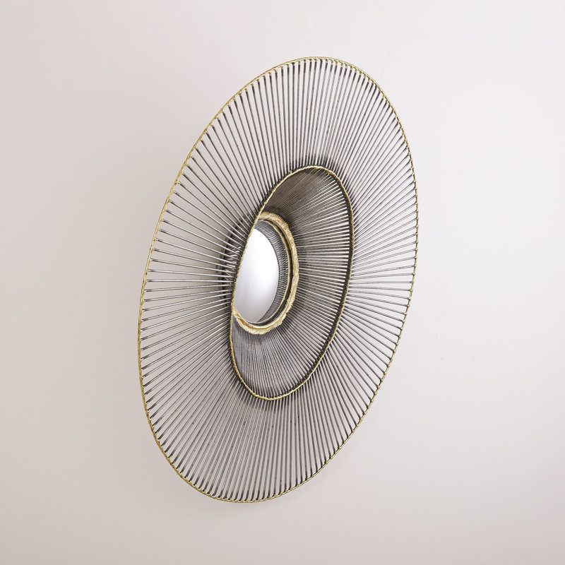 Bronze Gold Round Tilt-A-Wire 29.5" Wall Mirror