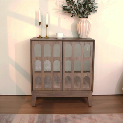 Sideboard Buffet,Mid Century Modern Storage Cabinet With Doors And Shelves, Boho Style Wooden Buffet Cabinet For Living Room