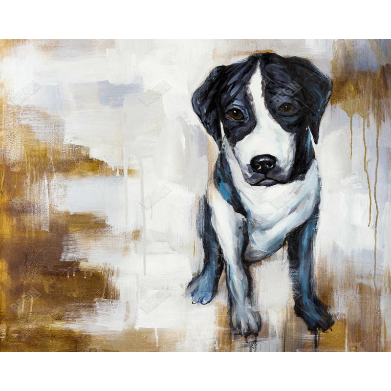 Chien assis - Toile encadrée industrielle pour décoration intérieure
