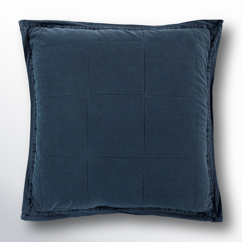  Stonewashed Cotton Canvas Solid Color Timeless Basic Rustic Chic Pillow Sham, Euro, Denim