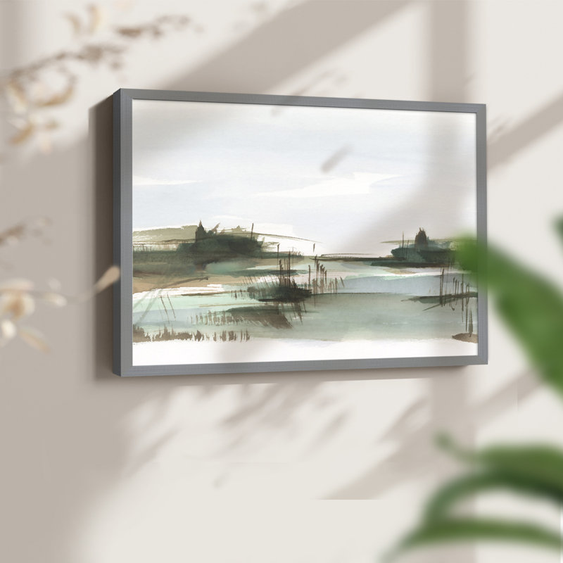 Marsh Reeds III - Reproduction encadrée - Restickable, Gris, H 16 po x l 20 po