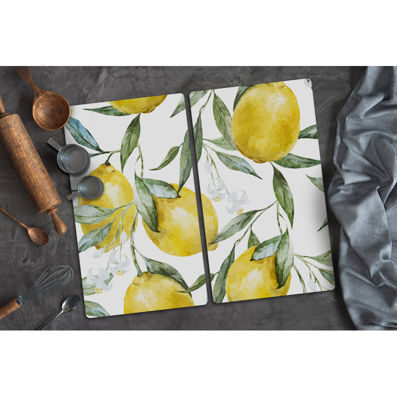 Aullville Tempered Glass Lemons Chopping Board, 52cm x 30cm