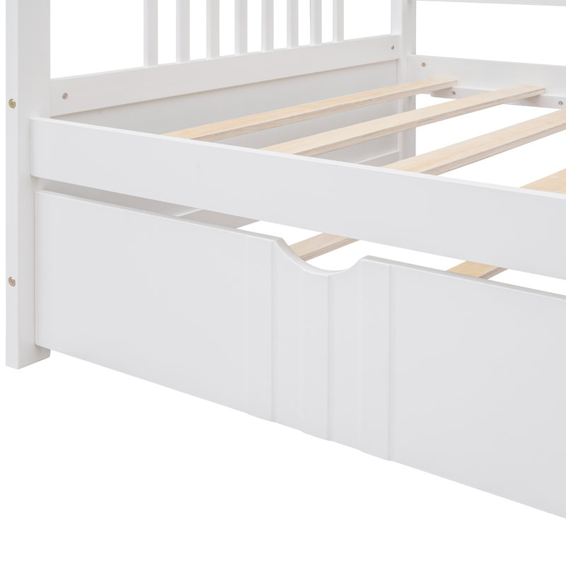 Pedersen Modern Daybed with Trundle & Solid Wood Frame, Twin, White