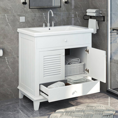 30'' Free Standing Single Bathroom Vanity with Solid + Manufactured Wood Top -  Winston Porter, F9902EC92B2B412E8FCBF25D176126F5