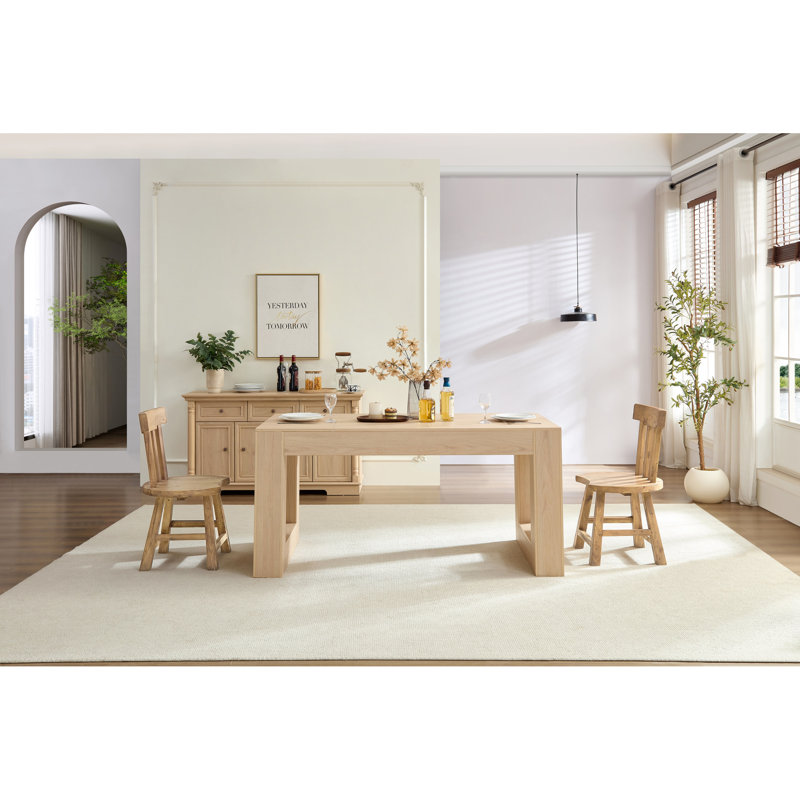 Table de salle à manger Farmhouse Kitchen pour 4 à 6 personnes, table de salle à manger rectangulaire pour la salle à manger, le salon, la cuisine avec des pieds en bois robustes, une garniture en panneau de fibres à densité moyenne, assemblage facile