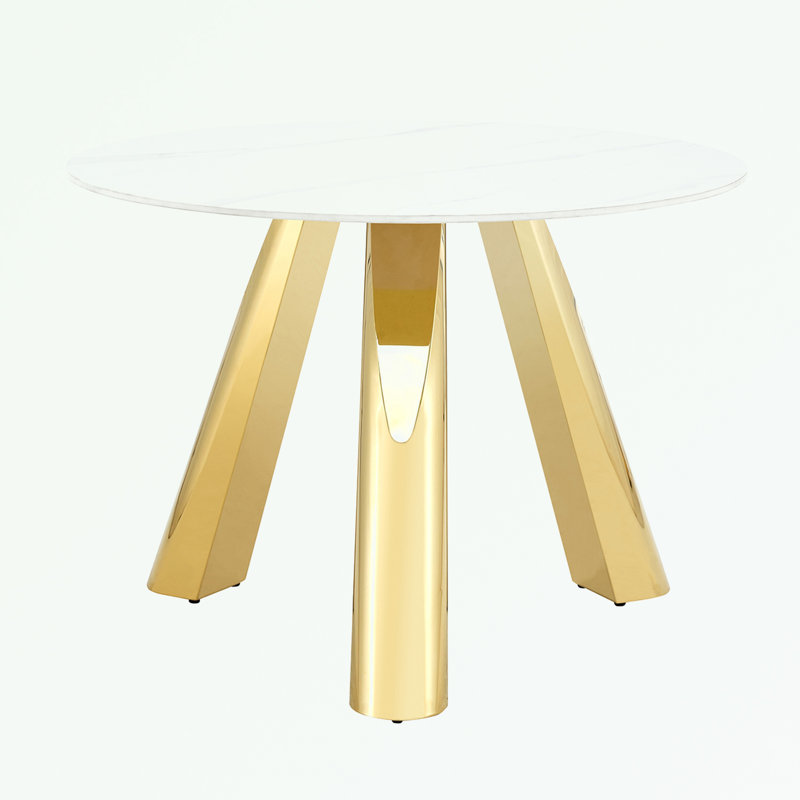 Table de salle à manger ronde avec trois pieds en métal robustes