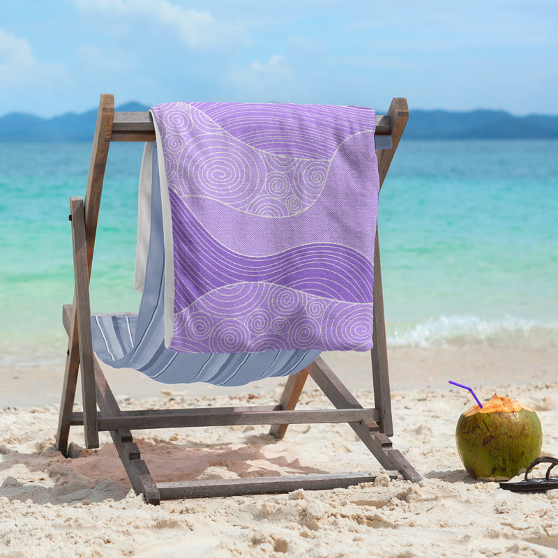 Serviette de plage à vagues dessiné à la main Classic, Mauve