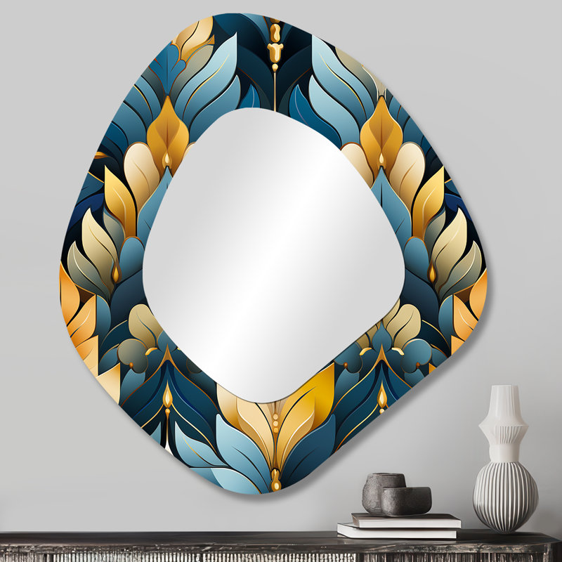 Motif à chevrons or et bleu, 28 po x 25 po