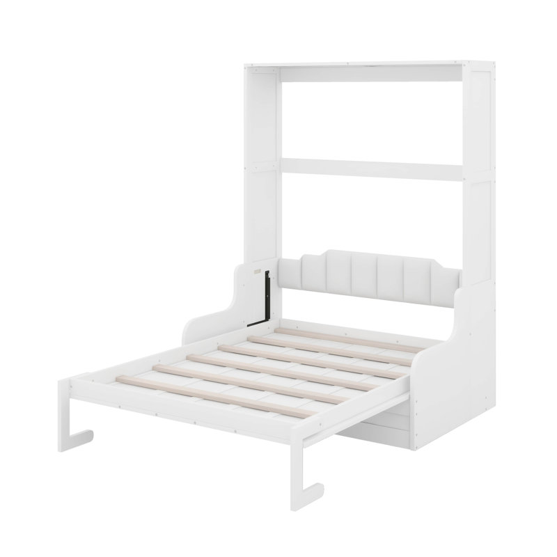 Queen Size Murphy Bed With Cushion, White