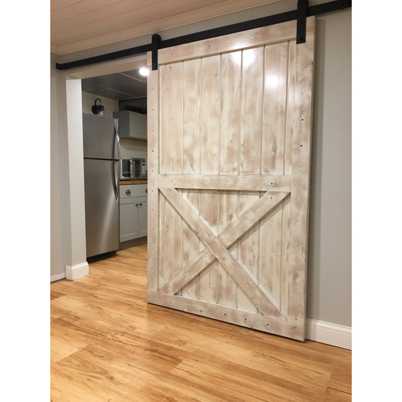 Black Steel Single Door Barn Door Hardware Kit Standard Single, 72 in.