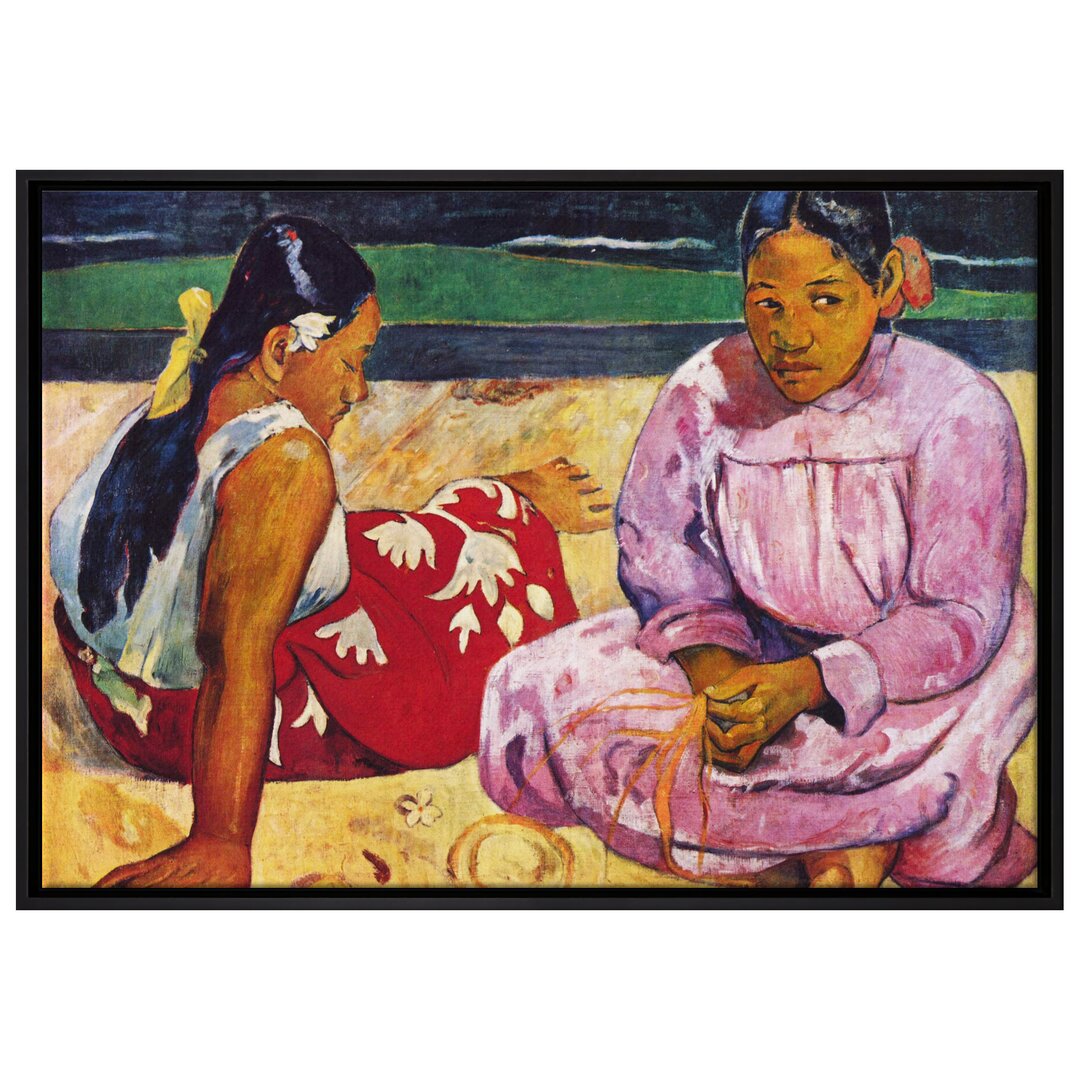 Gerahmtes Leinwandbild Kunstdruck Tahitische Frauen am Strand von Paul Gauguin