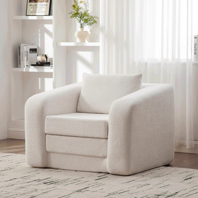 40" Foldable Single Sofa Bed With Armrest & Backrest, Convertible Chenille Cloud Floor Mattress Sleeper Lounge Accent Chair With Pillow For Apartment Living Room Bedroom Dorm Guestroom