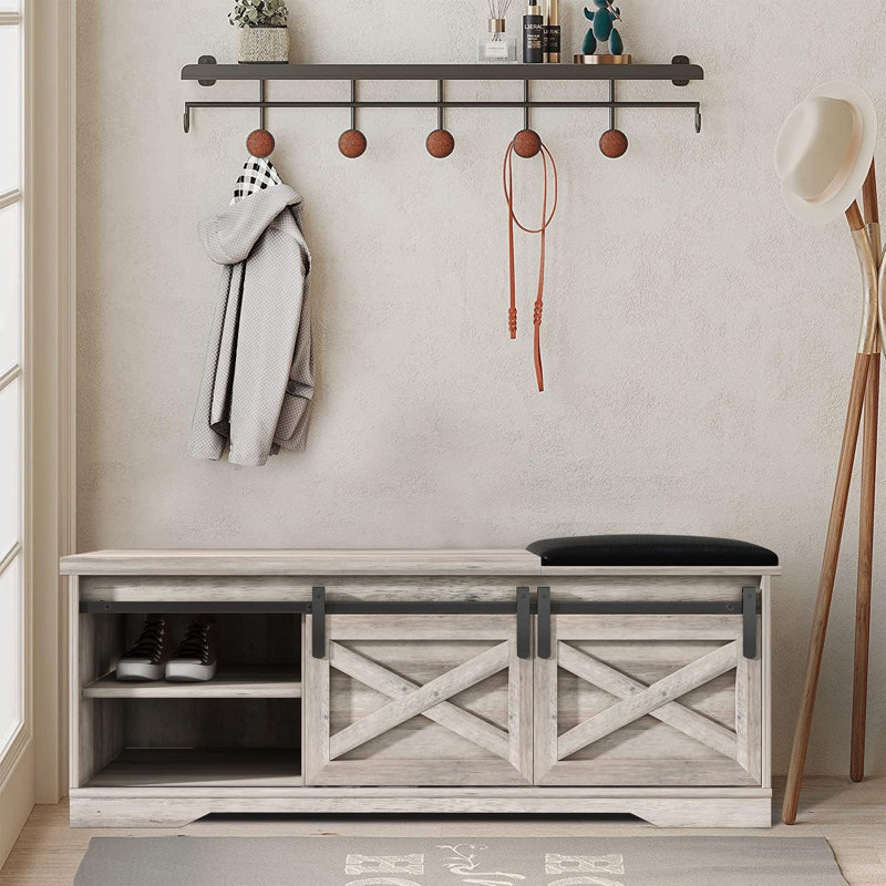 Banc de rangement pour chaussures Dova, Gris