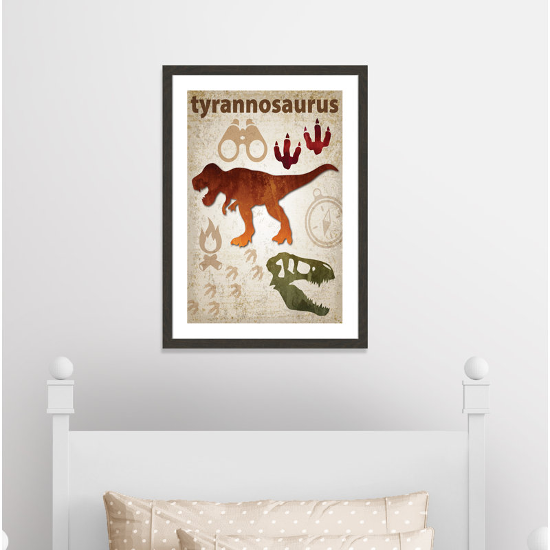 Adhésif décoratif dinosaures - 01 pi, H 36,5 po x l 26,5 po x P 0,625 po, Encadré plat à grain de bois noir