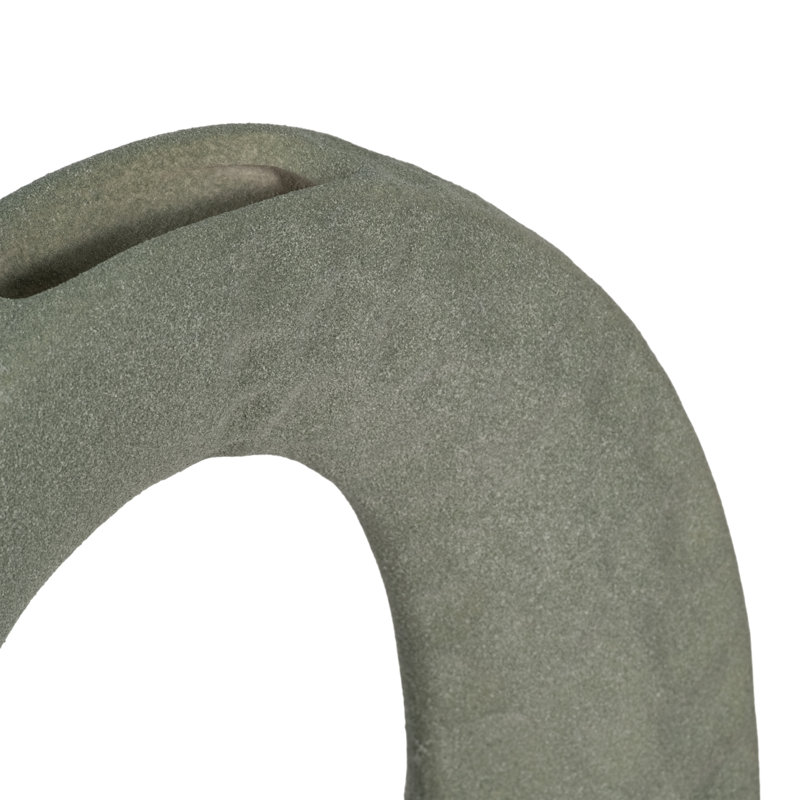 Stoneware Ceramic Vase with Sculptural Circular Design and Textured Detail, Modern Contemporary Sleek Decorative Accent