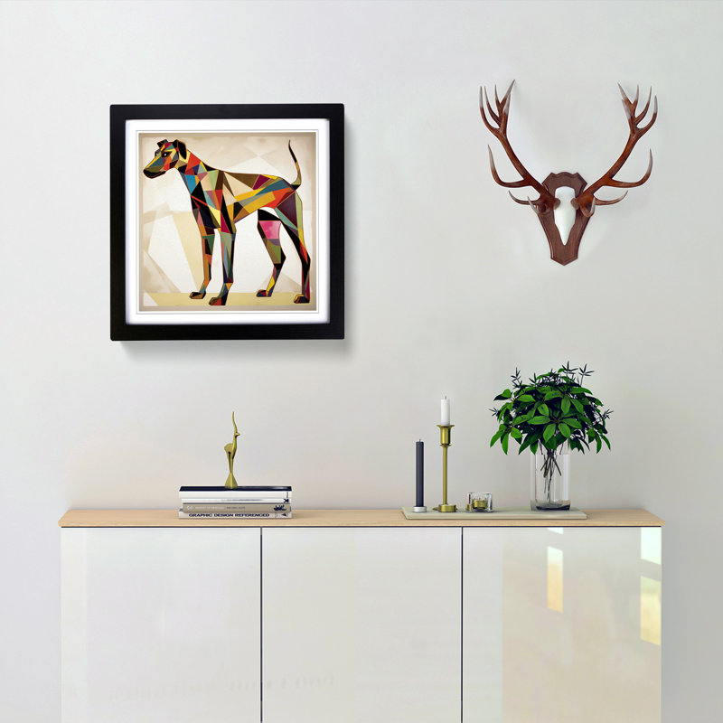 Greyhound Dog Constructivism - Framed Print, Black