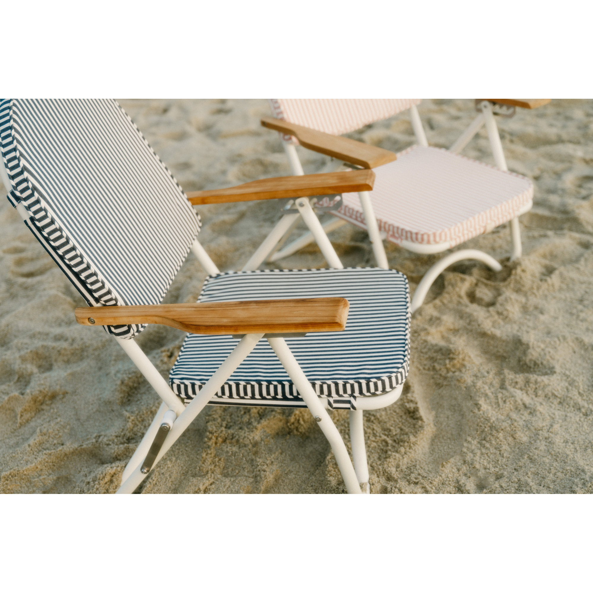 Pam Reclining Beach Chair with Cushion, Navy