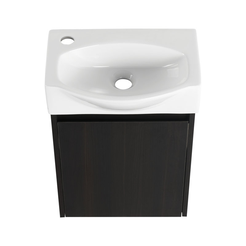Ensemble de meuble-lavabo moderne 16 po avec lavabo en céramique Leeandrew, Noir, noir, noir, noir