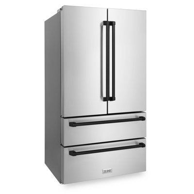 ZLINE 36" Autograph Edition 22.5 cu. ft Freestanding French Door Refrigerator with Ice Maker in Fingerprint