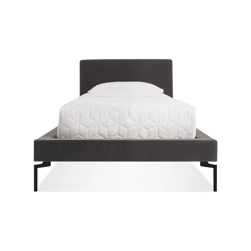New Standard Upholstered Platform Bed, Twin, Storm Velvet/Black