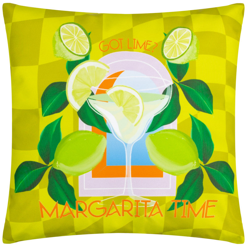 Margarita Indoor / Outdoor Abstract Green Square Throw Cushion