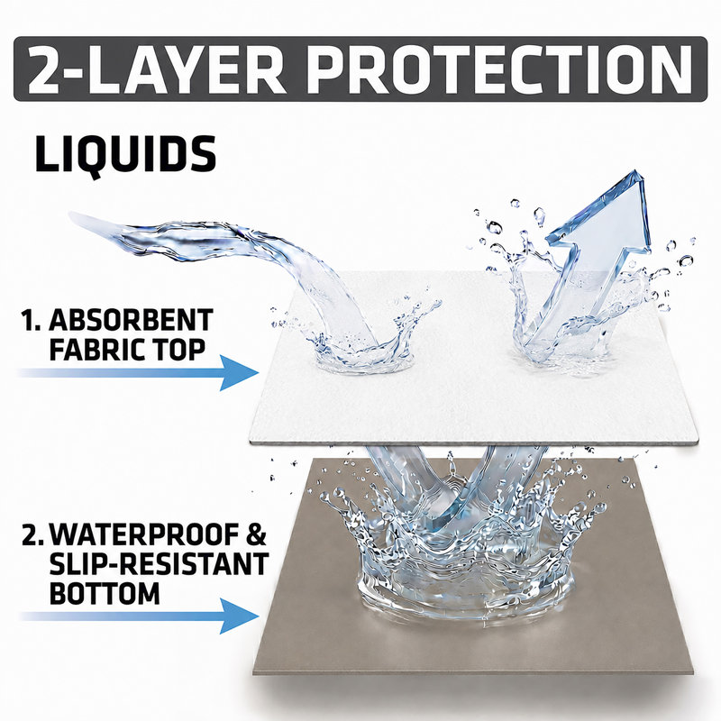Doublure de tablette et de tiroir de qualité supérieure, tissu rembourré épais, absorbant, imperméable, antidérapant, non adhésif, doublures pour armoires de cuisine, armoires (blanc) (12 po x 59 po) (fabrication américaine)