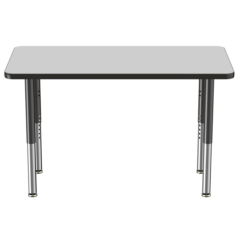 Table d'activité rectangulaire à hauteur réglable en forme de T, Gris / Noir, Super, 24 po x 48 po