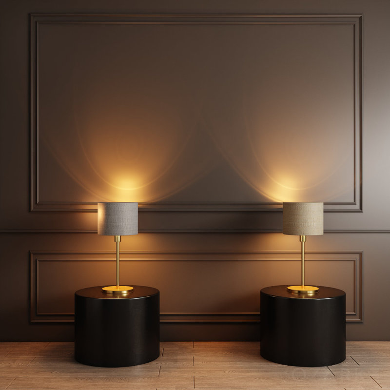 Lampe torchère en métal Nejka, Beige