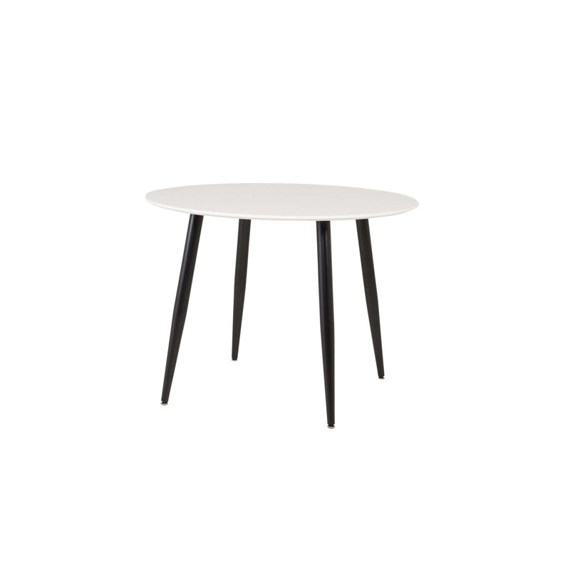 Algiers Round Metal Base Dining Table, Black, White