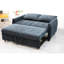 Canapé de futon de salon moderne avec sacs réglables et de rangement, port de chargement bleu marine et compartiment pratique