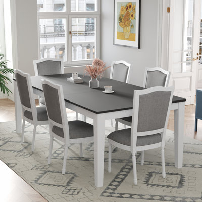 Rustic And Functional 7-Piece Extendable Dining Table Set With Removable Leaf, Upholstered Chairs, And Built-In Drawers For Family Gatherings And Ente by Alcott Hill