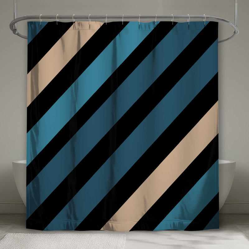 Rideaux de douche diagonaux à rayures très longs, L 70 po x H 93 po