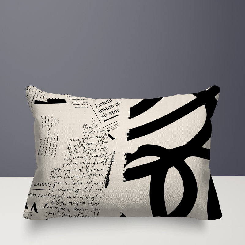 Oreiller rectangulaire réversible intérieur / extérieur Vaya, H 18 po x l 25 po, Blanc cassé / noir
