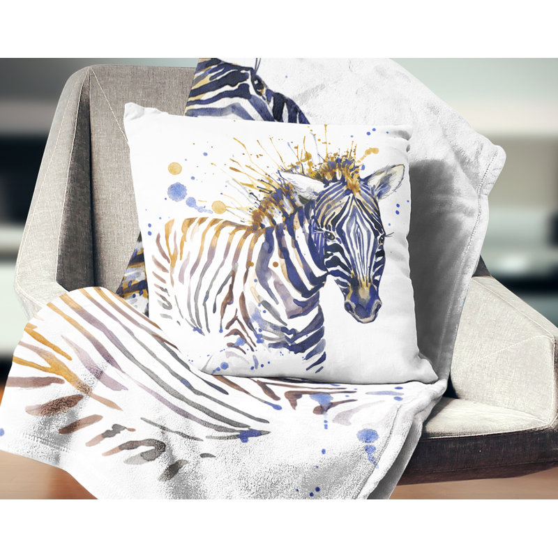 Petit zèbre - coussin imprimé animal, 16 po x 1 po, Coussin décoratif